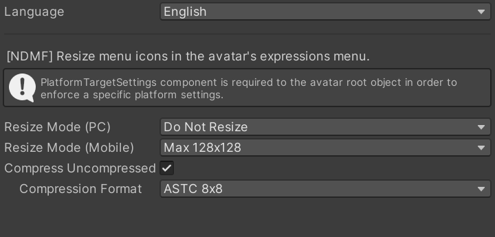 VQT Menu Icon Resizer Inspector
