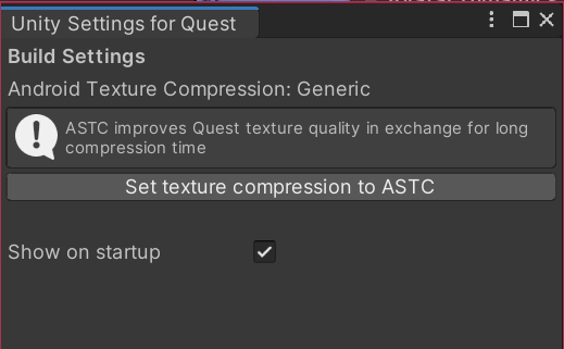 Unity Settings for Quest